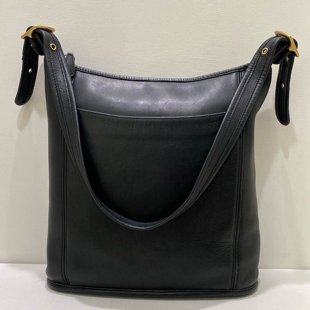 COACH (# 9060) “Legacy Slim Duffle Sac” Black Leather Shoulder Bag